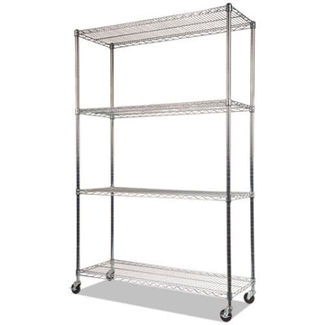 Alera® Nsf Certified 4-shelf Wire Shelving Kit With Casters, 48w X 18d X 72h, Silver freeshipping - TVN Wholesale